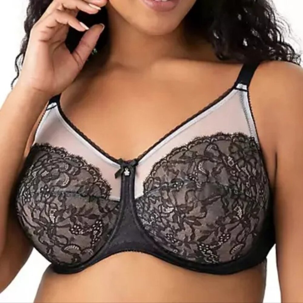 Wacoal Retro Chic Full Figure Underwire Black‎ Lace Bra 34H